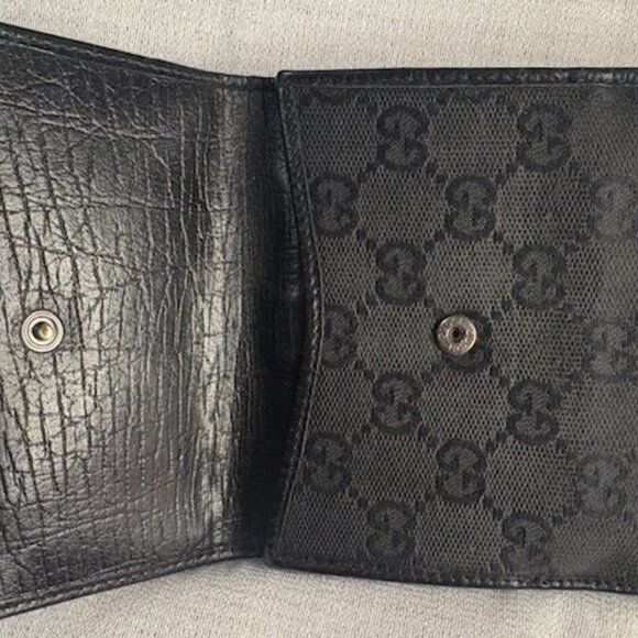 Gucci - Vintage black "double G" spider web bifold wallet - Picture 2 of 4